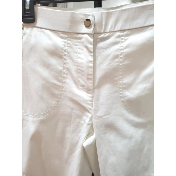 Chico's Women's White Slash Pockets Flat Front Straight Leg Cargo Pants 00 (2) - Picture 2 of 12